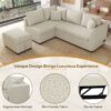 L-Shaped Sectional Pull Out Sofa Bed Sleeper Sofa With Two USB Ports, Two Power Sockets And A Movable Storage Ottoman - Beige - Image 8