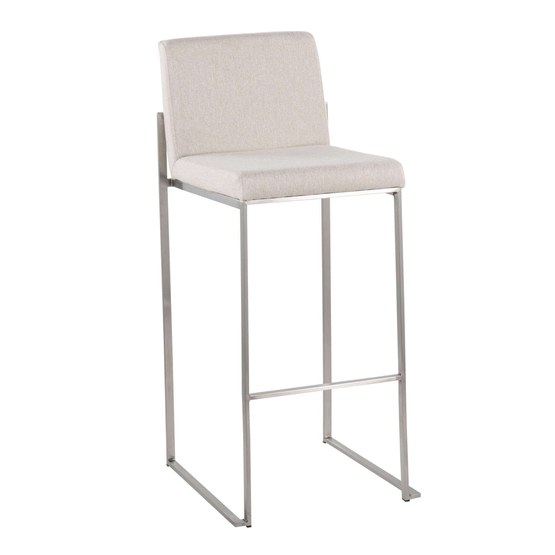 Fuji - Contemporary High Back Barstool (Set of 2) - Beige - Image 2