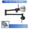 Modern Design Wall Mount Pot Filler Faucet With Dual Handles - Matte Black - Image 6