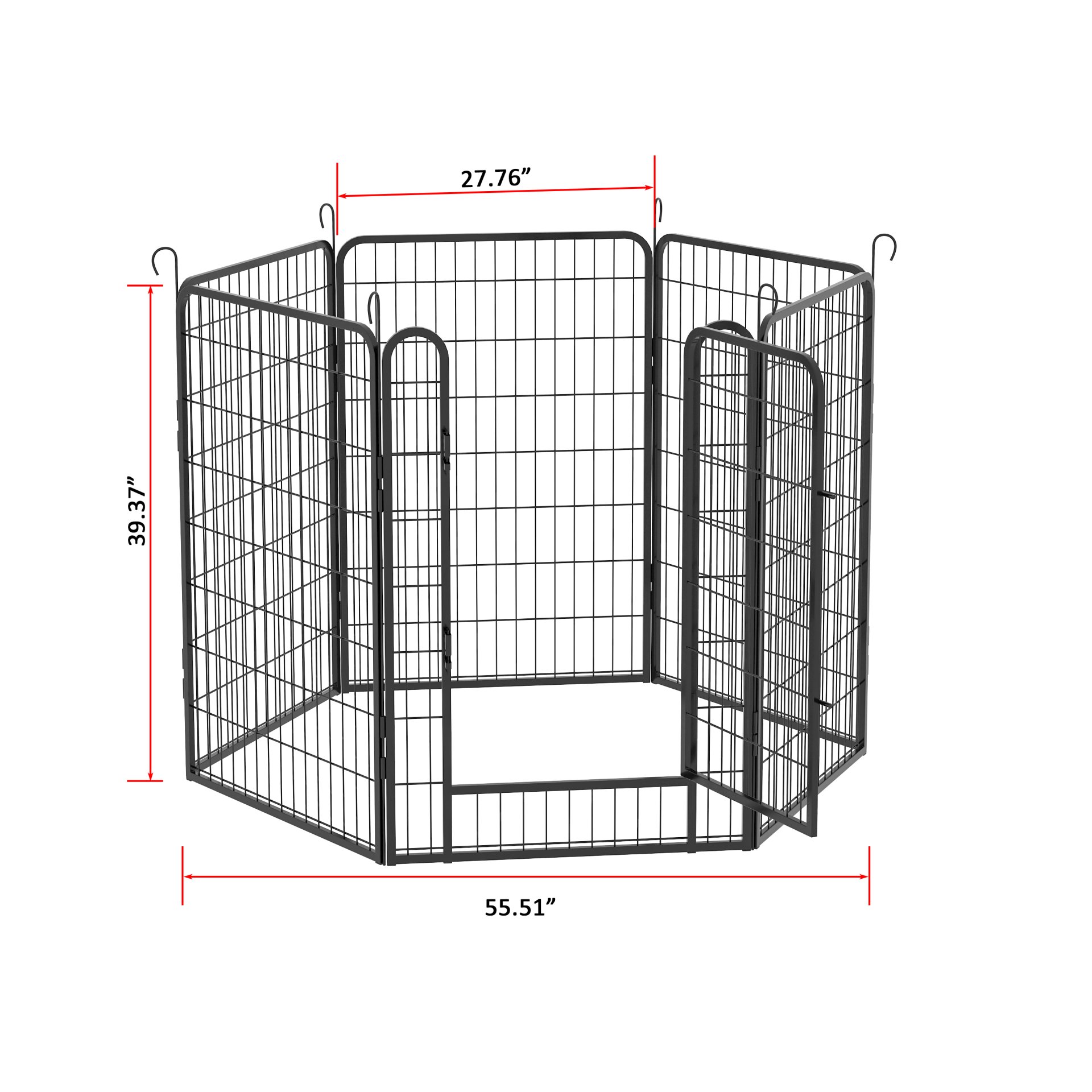6 Panels Heavy Duty Metal Playpen With Door, Dog Fence Pet Exercise Pen For Outdoor, Indoor - Black - Image 3