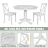5 Pieces Dining Table And Chairs Set For 4 Persons, Kitchen Room Solid Wood Table With 4 Chairs - White - Image 6