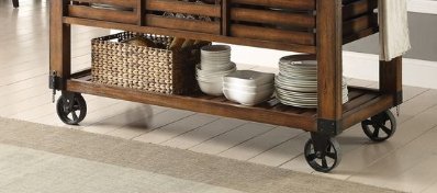 Kaif - Distressed Chestnut Kitchen Cart - Chestnut - Image 5