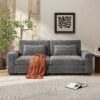 Modern Fabric Sofa With Plush Cushions, Sleek Arm Design - Gray - Image 4
