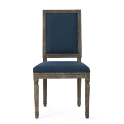Traditional Style Dining Chair (Set of 2) With Fabric Upholstery - Navy Blue