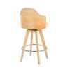 Ahoy - Contemporary Fixed Height Counter Stool With Swivel With Round Footrest (Set of 2) - Natural / Cream - Image 4