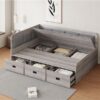 Full Size Daybed With 3 Drawers And 3 Storage Compartments - Gray - Image 12