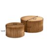 Vintage Fashion Style Cylindrical Nesting Coffee Table Set With Vertical Textured Embossed Design - Natural - Image 3