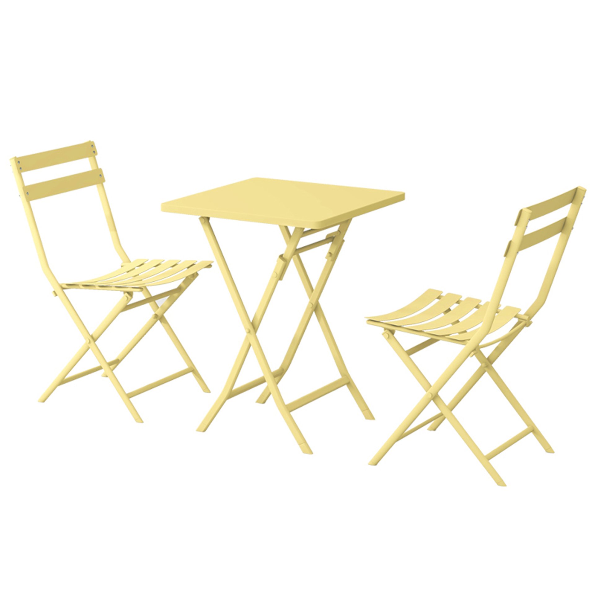 3 Piece Patio Bistro Set Of Foldable Square Table And Chairs - Yellow - Image 15