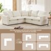 Modern L Shape Modular Sofa, 5 Seat Chenille Sectional Couch Set With 2 Pillows Included, Freely Combinable Indoor Funiture - White - Image 16