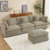 Modern Sofa Modular Sofa Couch Upholstered Corduroy, L - Shape Sectional Sofa With Side Storage Pockets For Living Room - Brown - Image 18