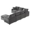 Modern U-Shape Modular Sofa, 7 Seat Chenille Sectional Couch Set With 2 Pillows Included, Freely Combinable Indoor Funiture - Black / Gray - Image 4