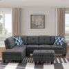 Alger - 98" Wide Left Hand Facing Sofa & Chaise With Ottoman - Dark Gray - Image 2