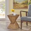 Flamboyant Outdoor Side Table With Twisted Hourglass Shape - Natural - Image 2