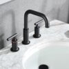 Widespread Bathroom Sink Faucet With Pop Up Drain And Brass Construction - Matte Black - Image 7