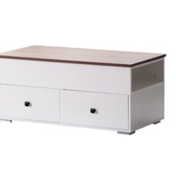Luna - Coffee Table With Walnut Finish Lift Top, 2 Drawers, And 2 Shelves - White And Brown