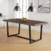 Modern Distressed Solid Wood And Metal Open Frame Dining Table - Mahogany - Image 5