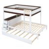 Full Over Full Bunk Bed With Twin Size Trundle, Storage And Desk - White / Walnut - Image 5