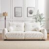 Lamb's Wool 2 Seater Cushion Sofa Comfortable Sofa For Living Room Bedroom And Other Casual Spaces Lamb's Wool Sofa With 2 Cushions And 2 Ball Pillows (Set of 2) - Beige - Image 8