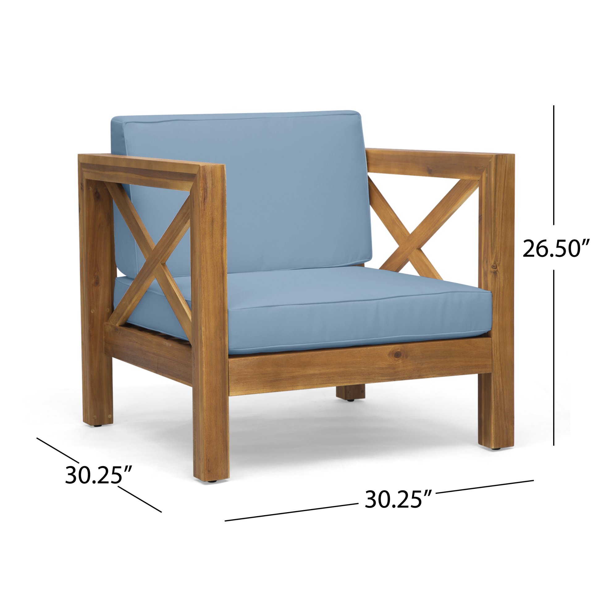 Brava - Modern Club Chair With Water Resistant Cushions - Blue - Image 3