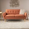Mid Century Modern Loveseat Sofa With Button Tufted Backrest - Burnt Orange - Image 5