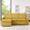 Convertible Sleeper Sofa Bed With Reversible Chaise And Storage - Yellow - Image 4