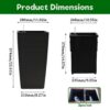 Elegant Square Planter With Automatic Watering System, Faux Rattan Design, Polypropylene (Set of 2) - Black - Image 3