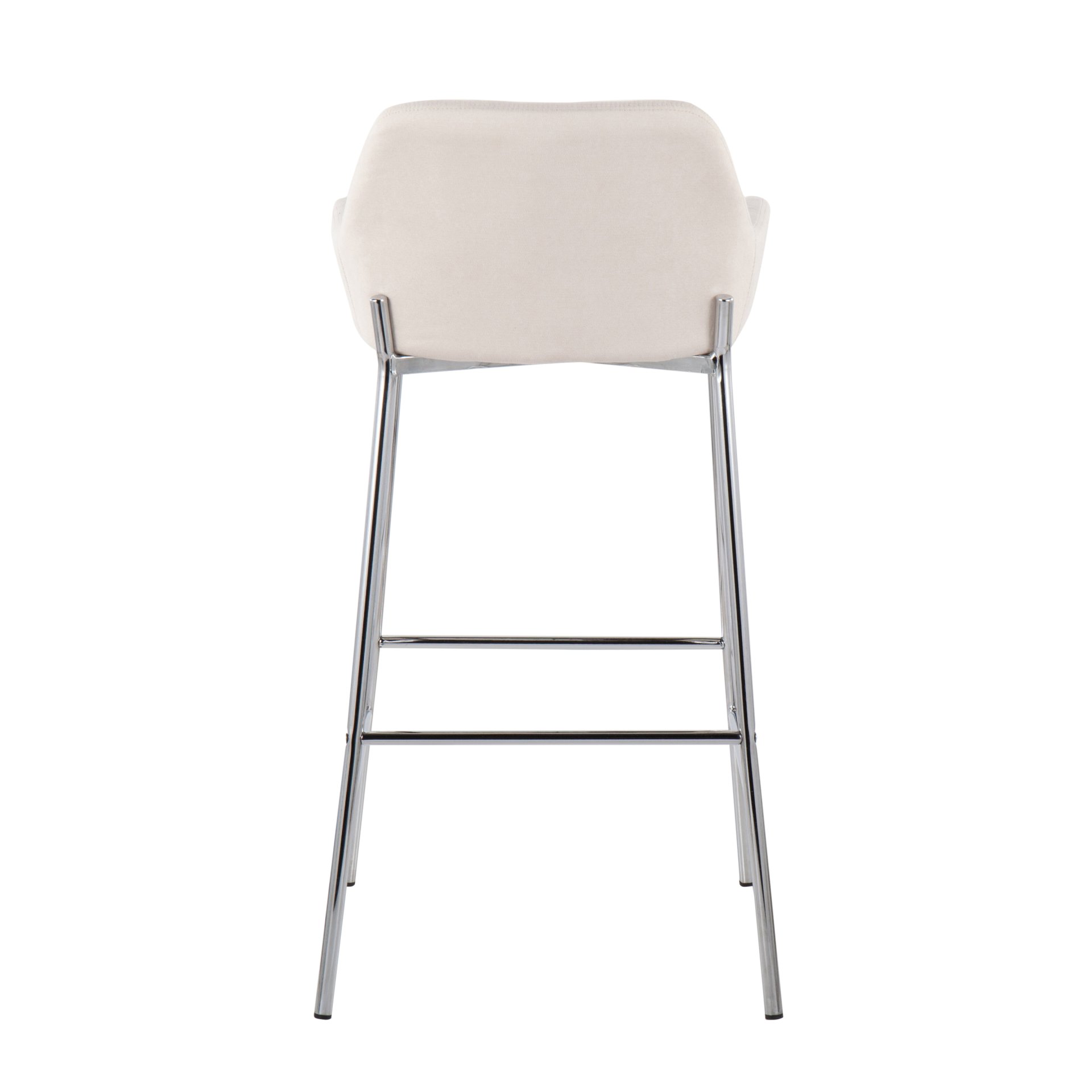 Daniella - Contemporary Fixed Height Bar Stool (Set of 2) - Chrome / Cream - Image 5