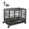 Pawhut - 36" Heavy Duty Dog Crate Metal Cage Kennel With Lockable Wheels, Double Door And Removable Tray - Gray - Image 3