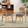 Dining Chair (Set of 2), Mid Century Dining Chairs With Cushioned Seats And Wood Frame - Dark Gray / Natural Oak - Image 4