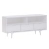 Mid-Century Modern Minimalist 3 Drawer Corner TV Stand For TVs Up To 58 - White - Image 2