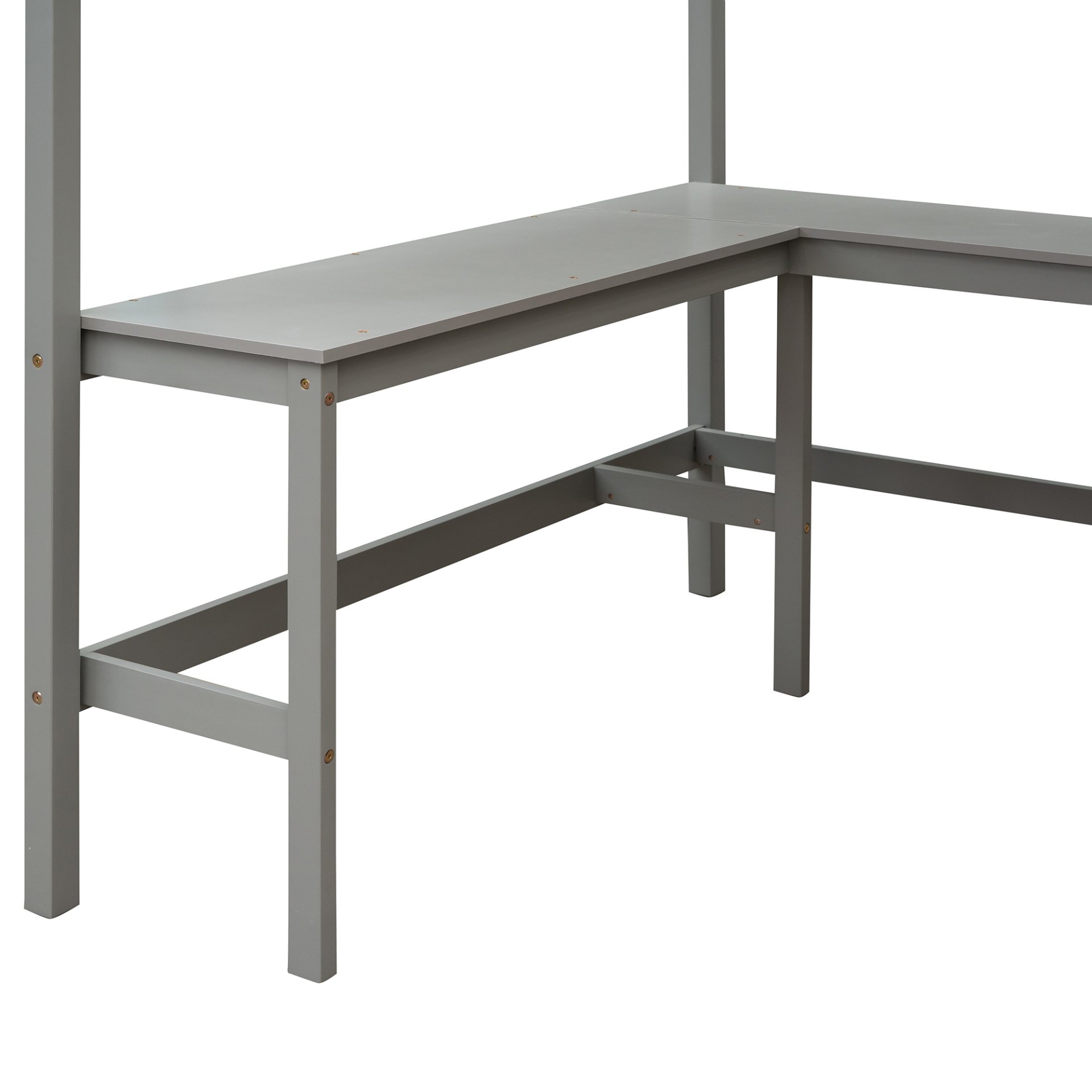 Full Size Loft Bed With Shelves With Desk - Gray - Image 20