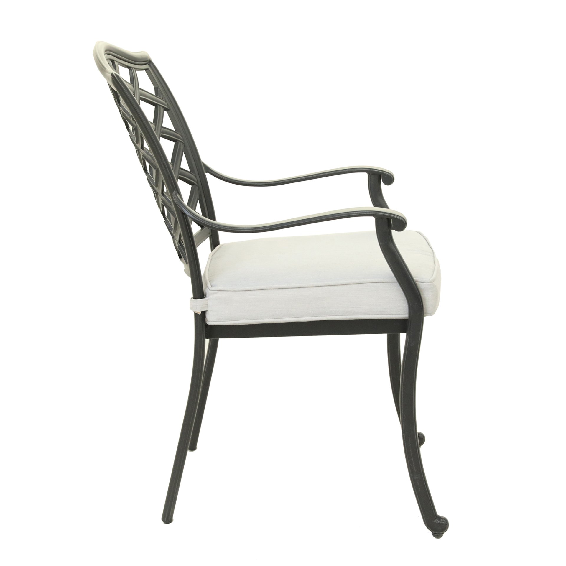 Aluminum Dining Arm Chair With Cushion (Set of 2) - Cast Silver - Image 4