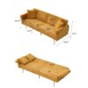 Luxury Corduroy Foldable Double Sofa Bed With Folding Armrests - Yellow - Image 3