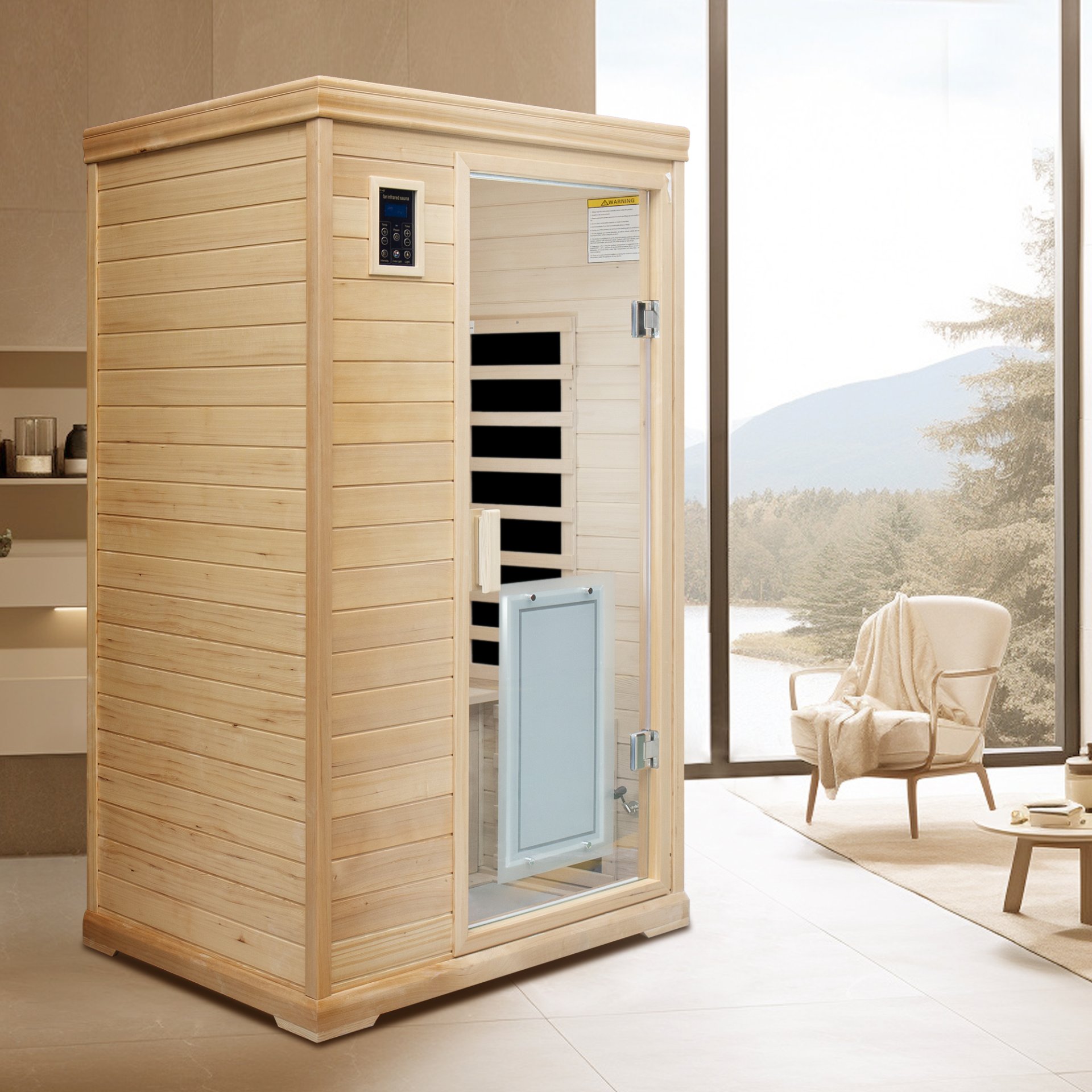 2 Person Far Infrared Hemlock Indoor Sauna Room - Natural - Image 7