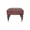 Buffalo - Brown Leather Ottoman With Castor Legs - Walnut - Image 3