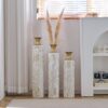 Floor Metal Vases Decorated Metal Vases (Set of 3) Gorgeous Home Decoration Large Glazed Metal Vases - White / Gold - Image 18
