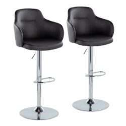 Boyne - Contemporary Adjustable Barstool With Swivel With Oval Footrest (Set of 2) - Chrome / Black