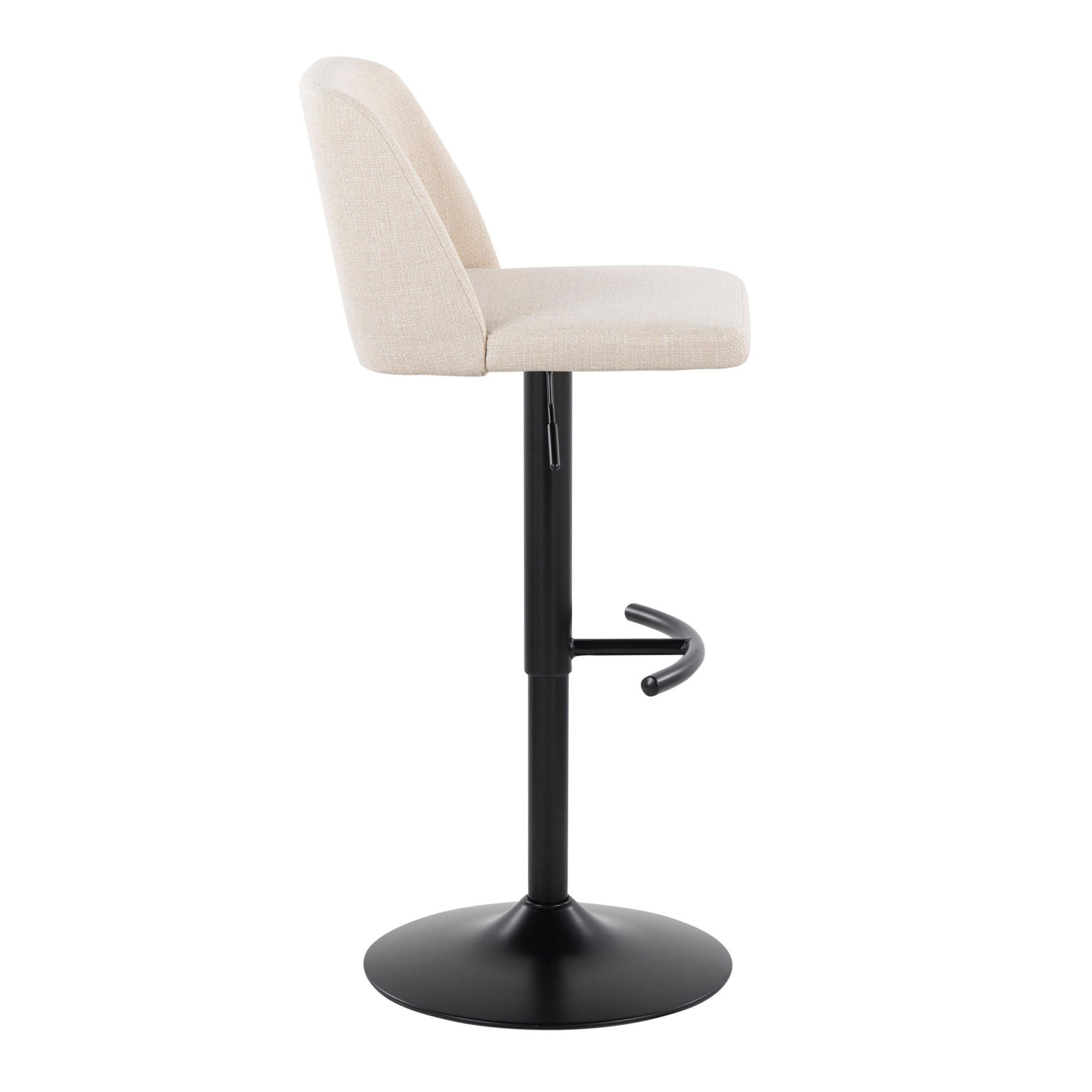 Toriano - Contemporary Adjustable Barstool With Swivel With Rounded T Footrest (Set of 2) - Cream / Black - Image 3