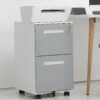 3 Drawer Mobile Locking File Cabinet, Rolling Filing Cabinet For Letter / A4 Size With 5 Wheels - Gray - Image 2