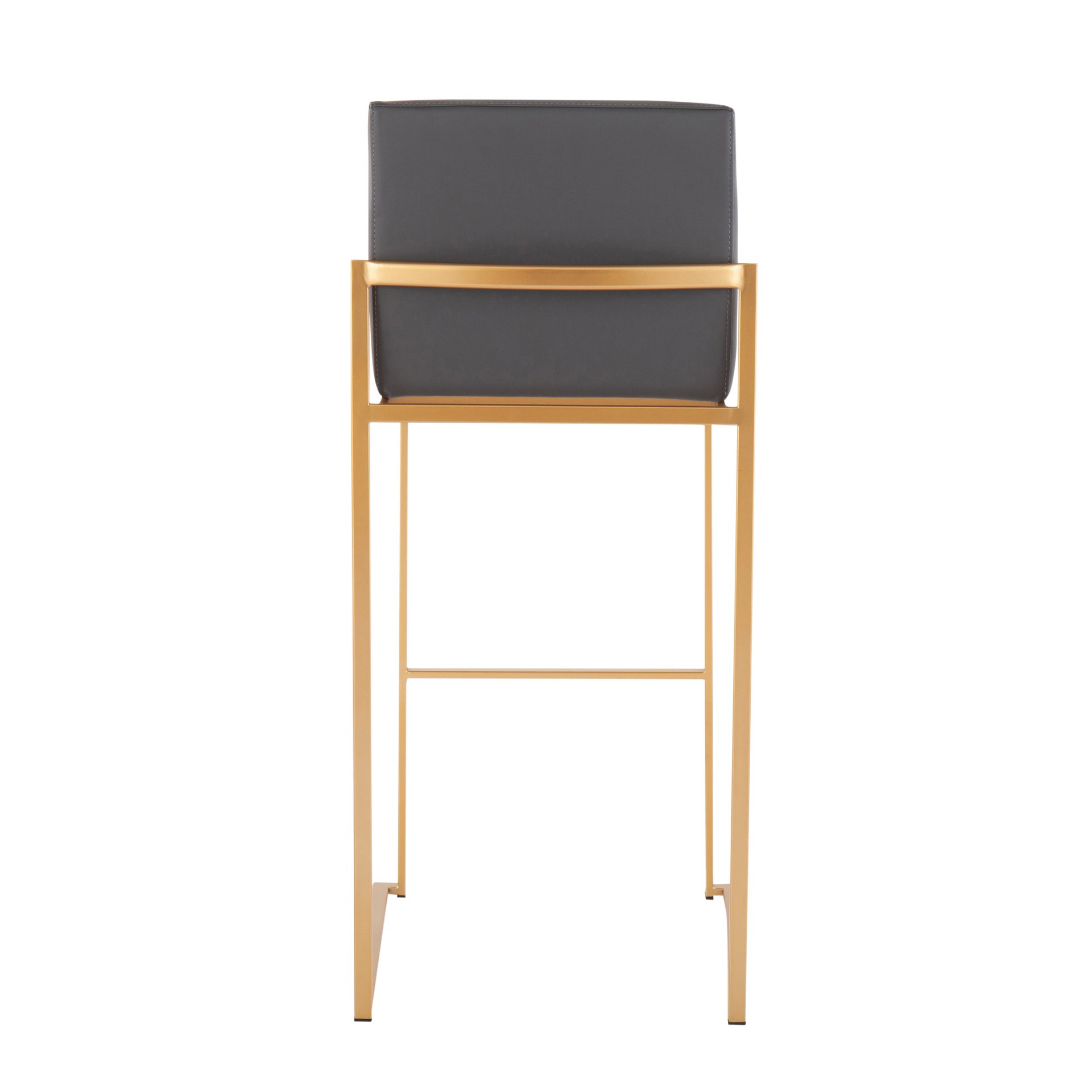Fuji - Contemporary High Back Barstool (Set of 2) - Gold / Gray - Image 5