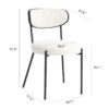 Boucle Modern Kitchen Dining Chair With Bentwood Ash Veneer Back And Black Metal Legs, (Set of 2) - Cream - Image 3