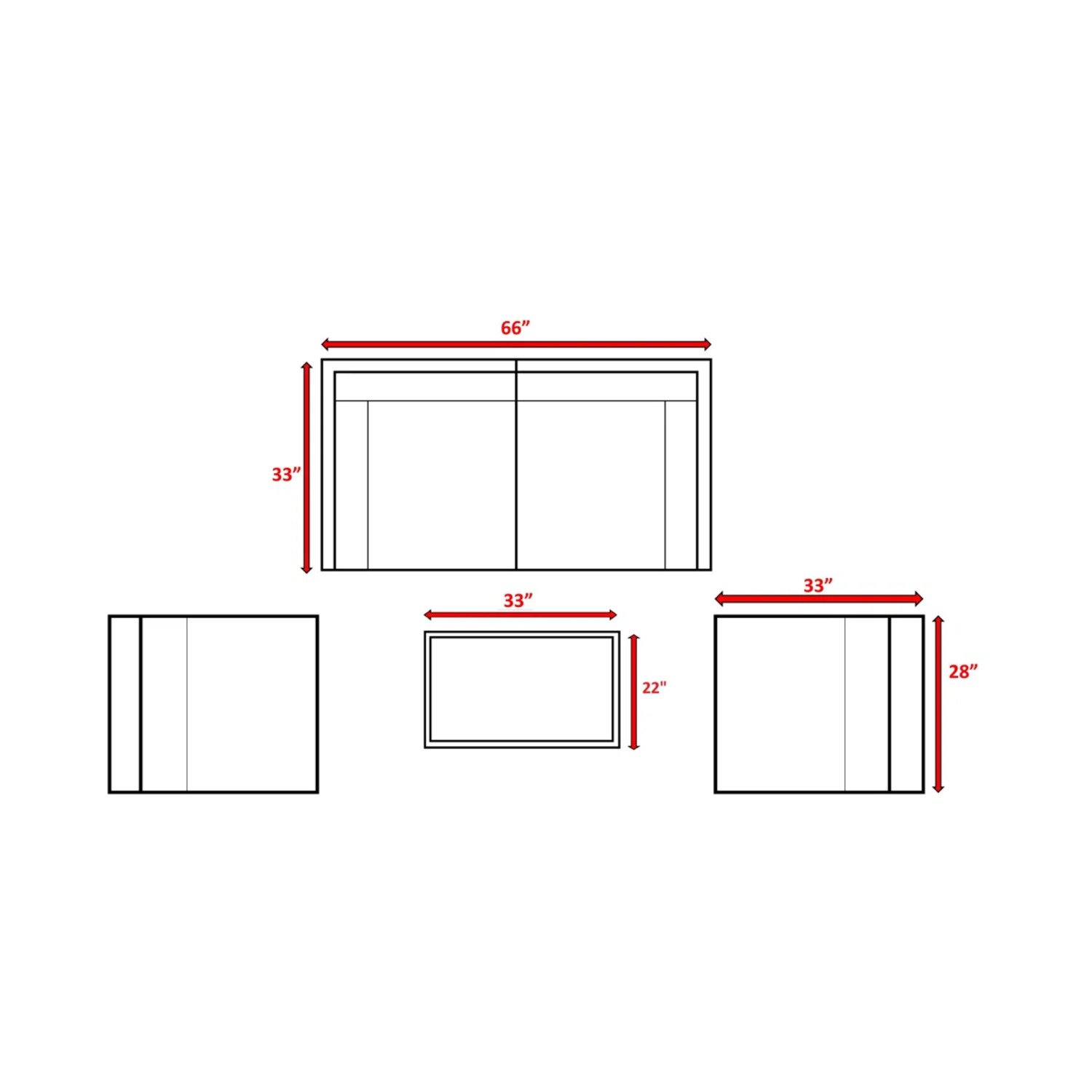 Modular Patio Seating Group For 4 With Cushions - Gray Mix - Image 3