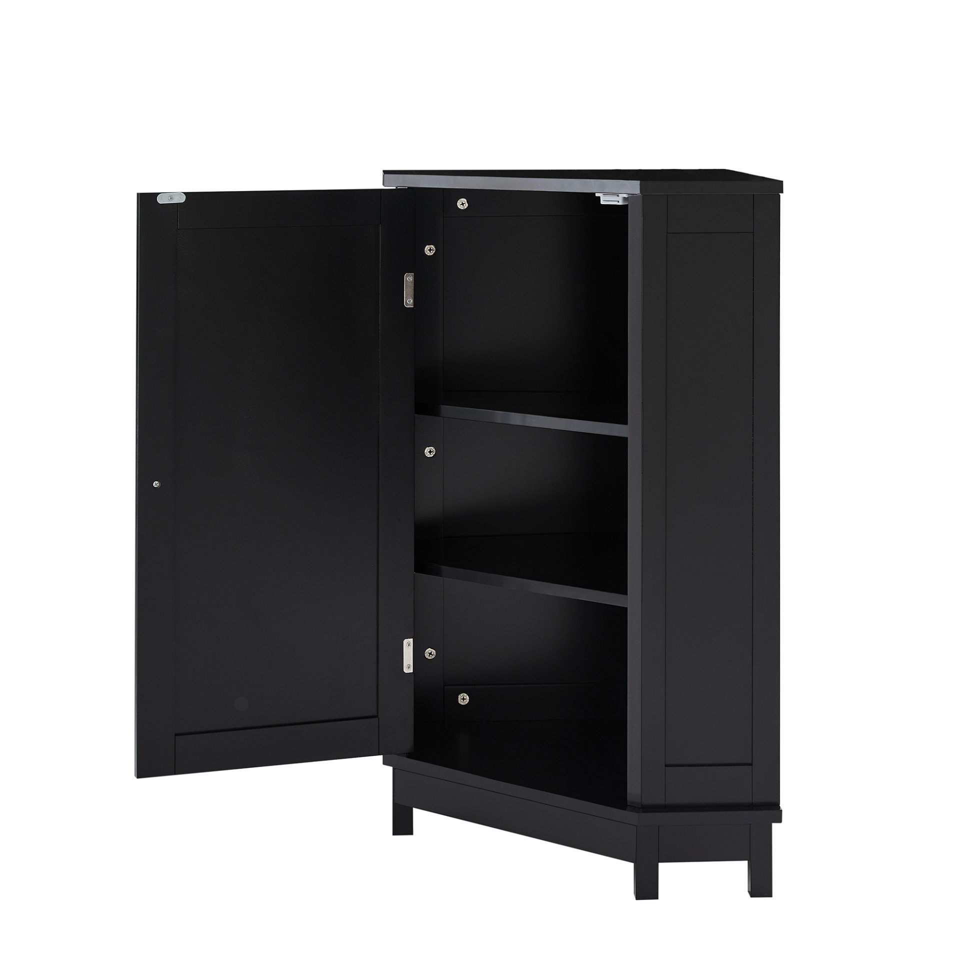 Bathroom Cabinet Triangle Corner Storage Cabinet With Adjustable Shelf Modern Style - Black - Image 21