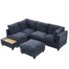U - Shaped Sectional Sofa Modular Sofa Couch With A Movable Ottoman, A Coffee Table With Hidden Charging Devices For Living Room - Blue - Image 19