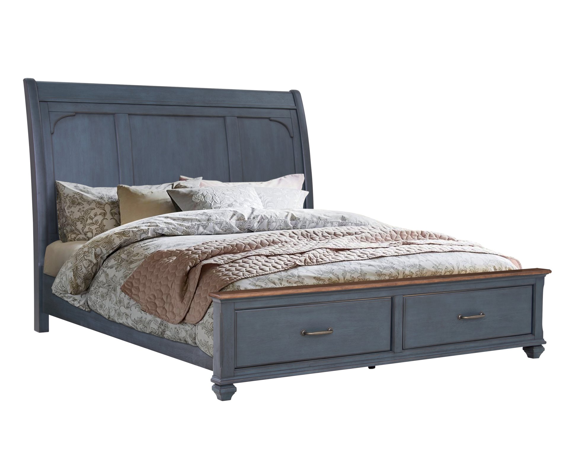 Americana - Queen Size Sleigh Bed - Blue - Image 5
