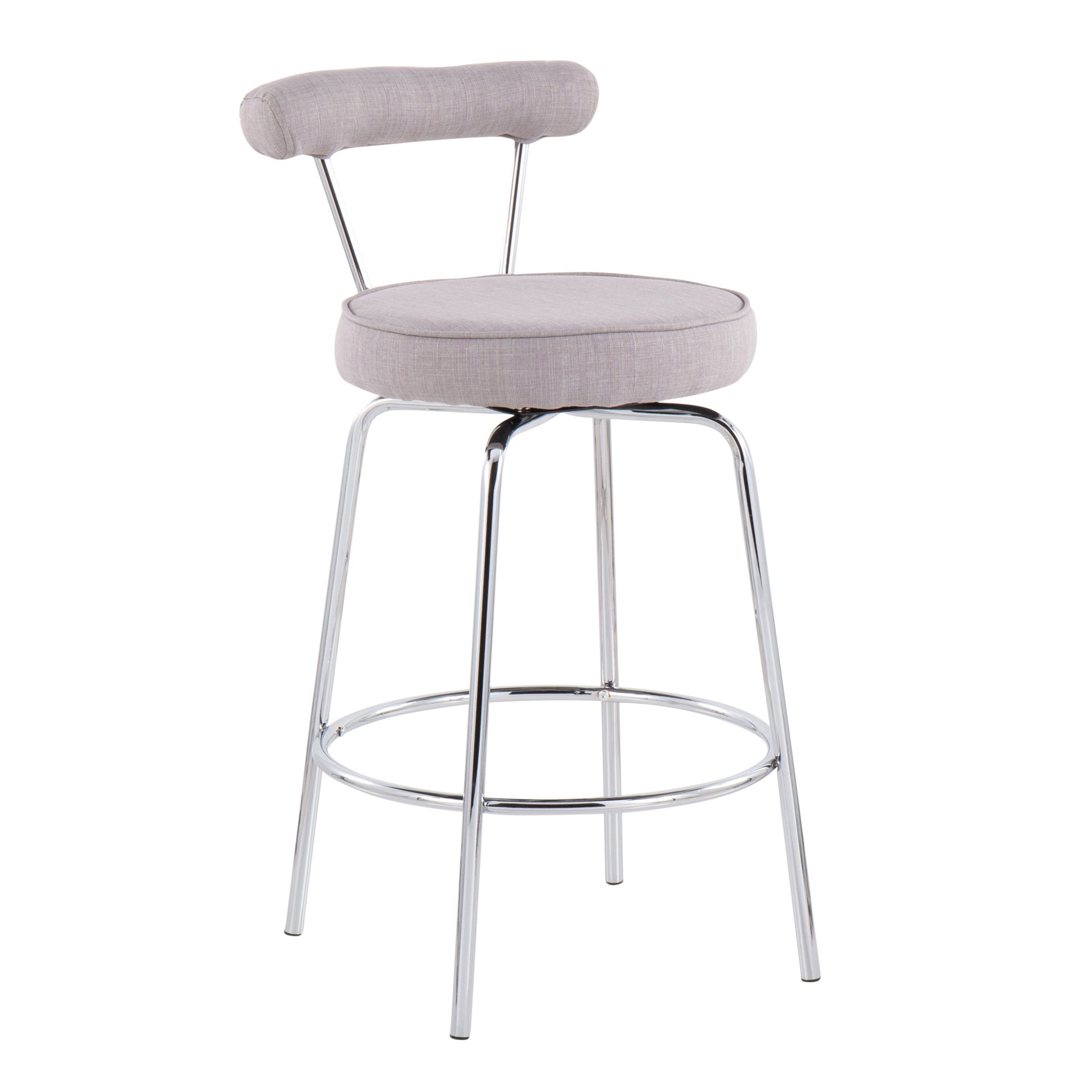 Rhonda - Contemporary Counter Stool (Set of 2) - Chrome / Light Gray - Image 2