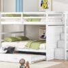 Full Over Full Bunk Bed With Twin Size Trundle And Staircase - White - Image 16