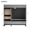 36" Shaker Free Standing Bathroom Vanity Cabinet With Sink, Soft Close Drawers, Soft Close Doors - Gray - Image 10
