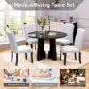 5 Piece Round Dining Table Set, Modern Dining Table And 4 Upholstered Chairs For Dining Room, Kitchen Room, Living Room - Beige / Black - Image 5