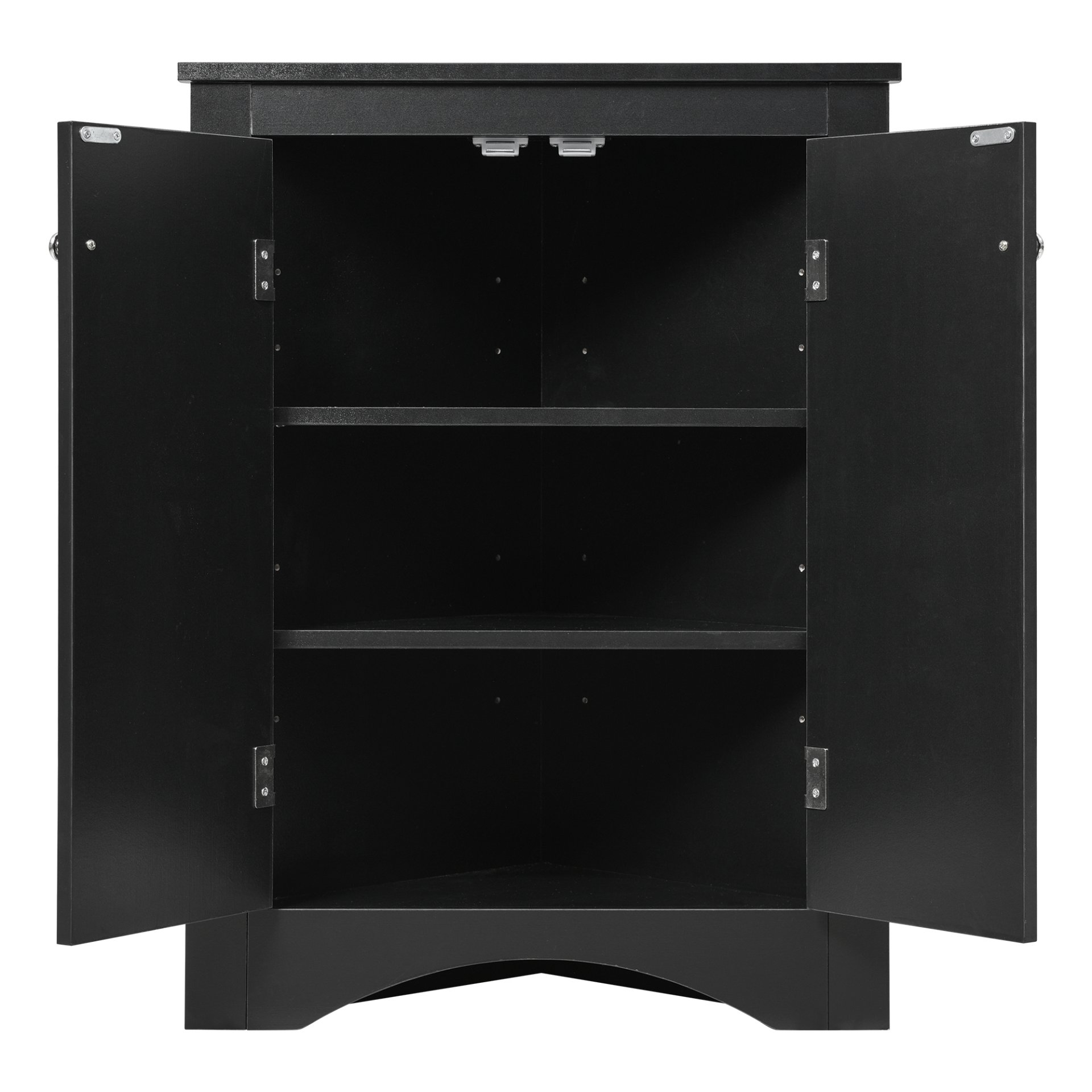 Triangle Bathroom Storage Cabinet With Adjustable Shelves, Freestanding Floor Cabinet For Home Kitchen - Black - Image 10